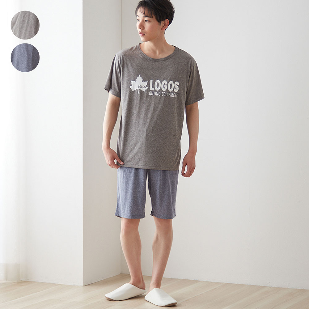 【ロゴス/LOGOS】【メンズ】カチオン天竺半袖半ズボンパジャマ