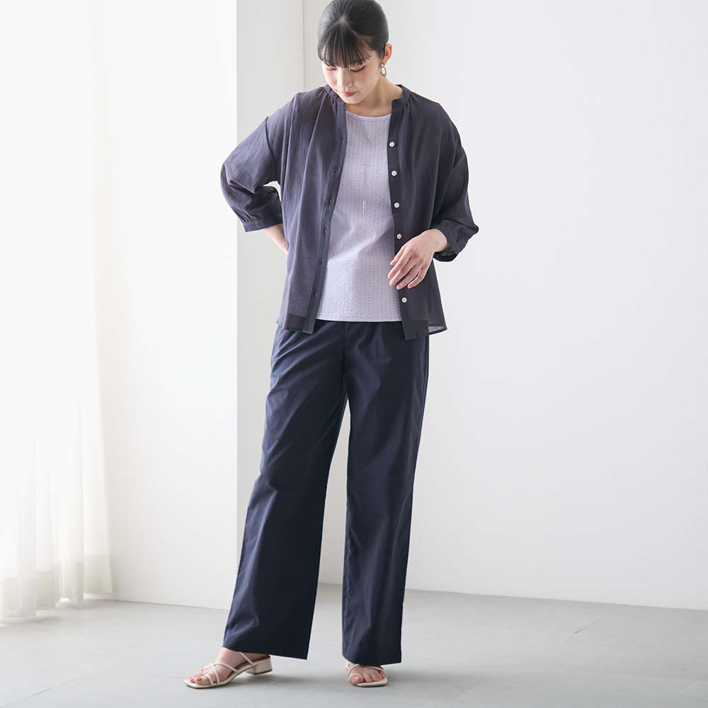 【クローズトラック/CLOTHES TRUCK】カットサッカー素材5分袖Tシャツ