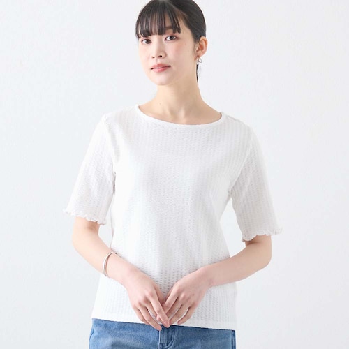 カットサッカー素材5分袖Tシャツ
