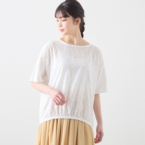 フロント刺しゅう切替半袖Tシャツ
