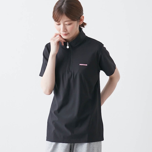 接触冷感ストレッチ鹿の子ハーフジップ半袖Ｔシャツ