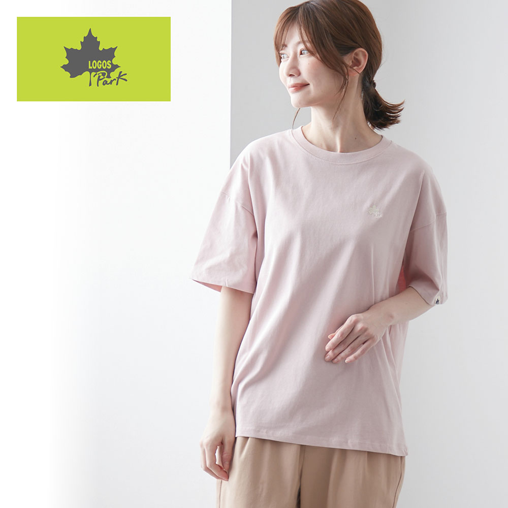 【ロゴス・パーク/LOGOS Park】ワンポイントロゴ刺しゅうコットン半袖Tシャツ