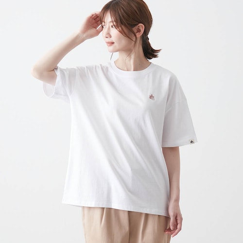 ワンポイントロゴ刺しゅうコットン半袖Tシャツ