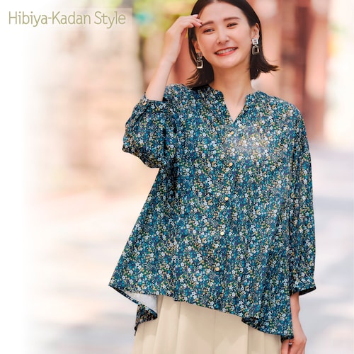 【日比谷花壇】ウエストフレアプリントブラウス