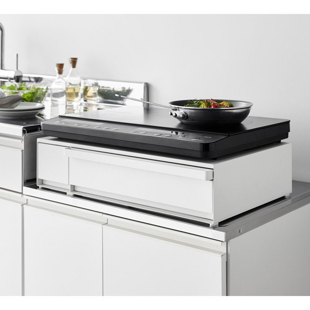 【タワー/tower】棚付きIHクッキングヒーターラック 引き出し & スライドテーブル