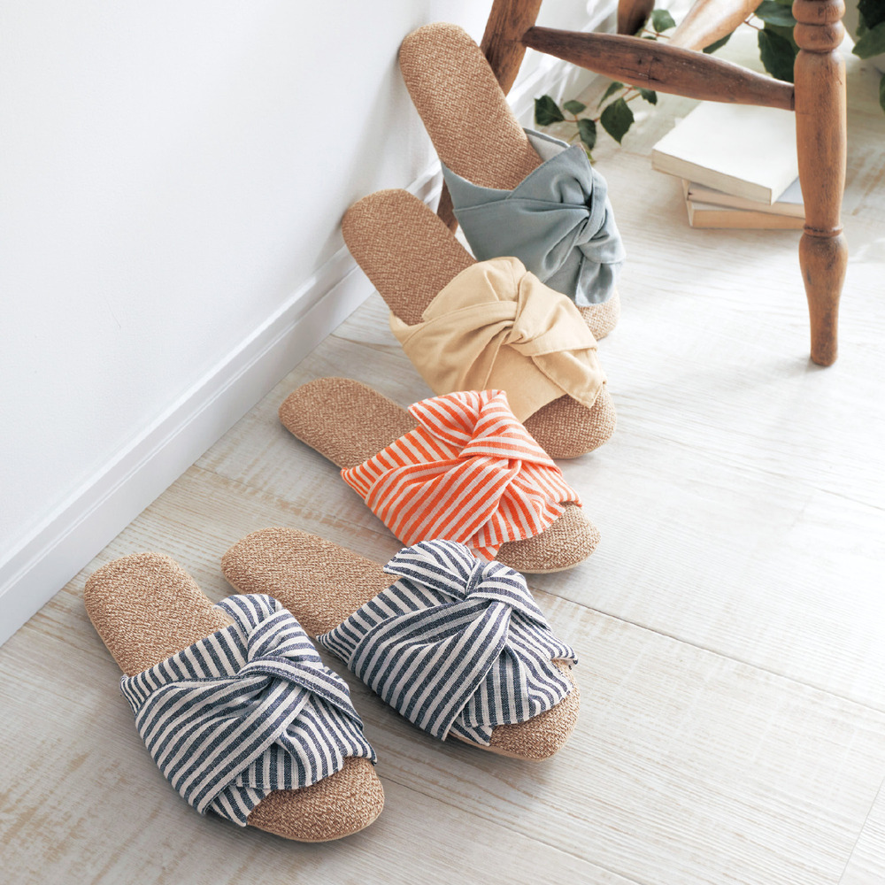 【ベルメゾン】リボンがついた足裏サラっと洗えるスリッパ