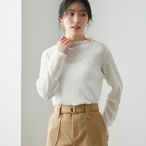 【ベルメゾン】ストレッチレースボトルネック長袖Tシャツ