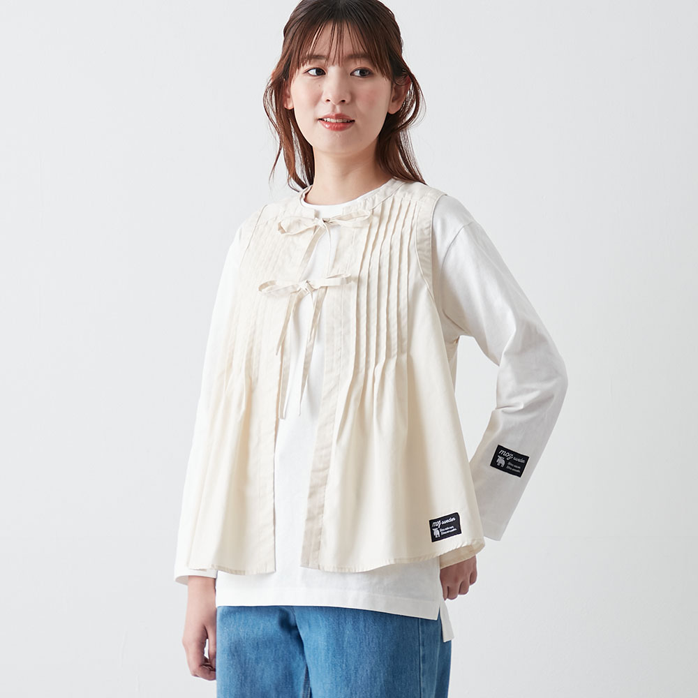 【モズ/moz】コットンリボンベスト 【モズ/moz】コットンリボンベスト