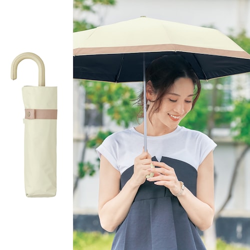 【1回のみお届け】[アイボリー] 遮夏クール晴雨兼用コンパクト折りたたみ傘