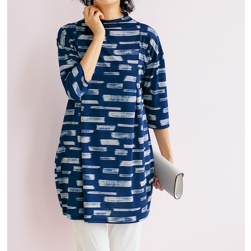 かすれボーダーコクーンチュニック