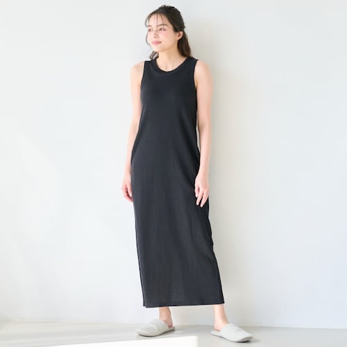 サラッと快適・ゆるカップ付き綿混ワッフルワンピース【インフルエンサーharukaコラボ】