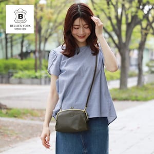 【ベリーズヨーク/BELLIES YORK】本革がま口ショルダーバッグ(イタリアンレザー使用)