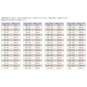 製品仕上がりサイズの目安