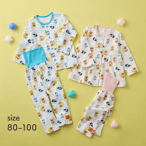 アンパンマン 腹巻付き総柄前開き長袖パジャマ 【ベビー服】