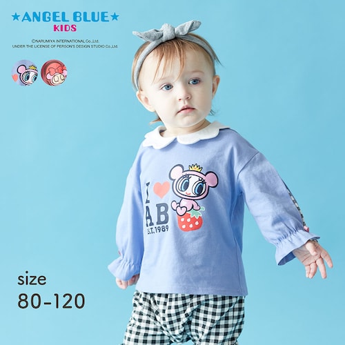 エンジェルブルー スカラップ襟キャンディスリーブ長袖Tシャツ 【ベビー服 子供服】