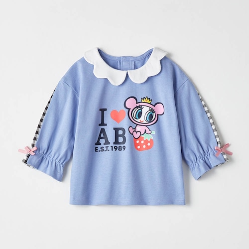 エンジェルブルー スカラップ襟キャンディスリーブ長袖Tシャツ 【ベビー服 子供服】