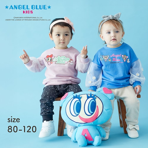 エンジェルブルー 花レース袖チュール裏毛スウェットシャツ 【ベビー服 子供服 長袖】