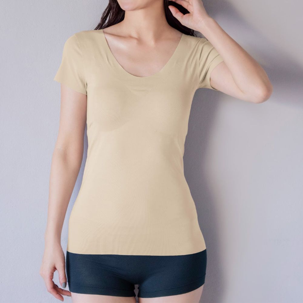 【グンゼ/GUNZE】接触冷感カップ付き2分袖インナー(キレイラボ)