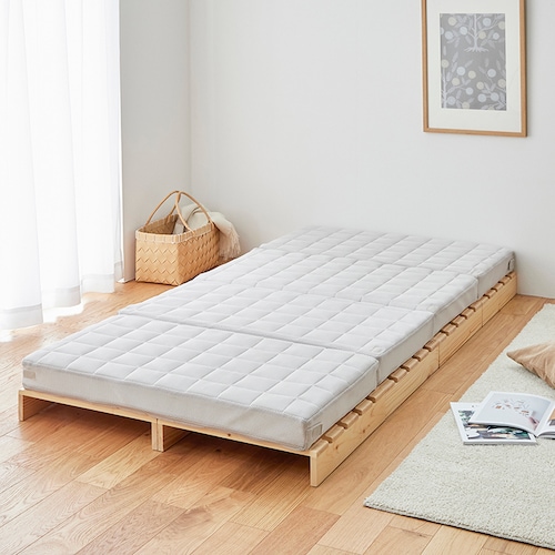 置くだけでベッドが完成！簡単に組み替えができるパレット風ベッド＆専用敷き布団セット ＜シングル＞