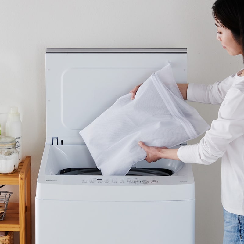 クリップを外せば、ひだのない1枚布なので、洗濯でスパッとキレイになりやすい