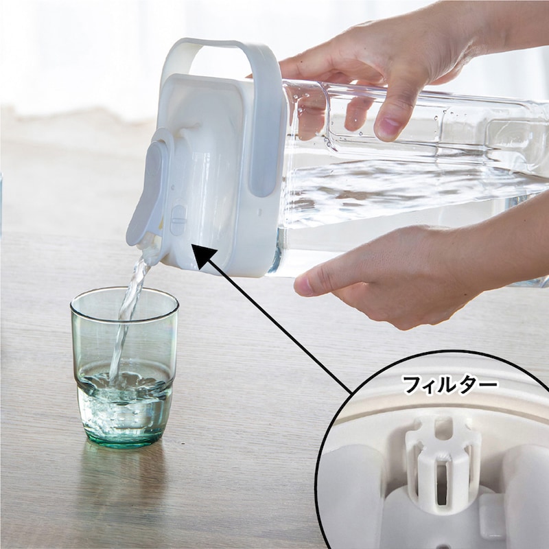 氷やティーバッグが出るのを防ぐフィルターが付いています
