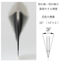 ②切れ味の追及：切れ味と、切れ味が長持ちする刃先の確度を追求