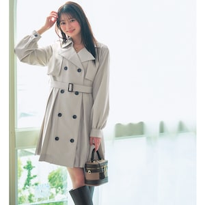 【パペル ラピス/Papel lapiz】共布ベルト付き2WAYトレンチ風プリーツミニワンピース 【子供服 長袖】