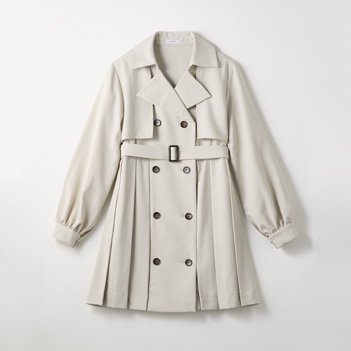 共布ベルト付き２ＷＡＹトレンチ風プリーツミニワンピース 【子供服 長袖】