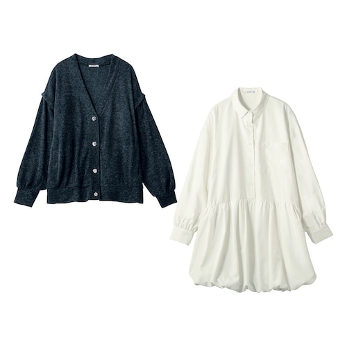 ベストにもなる２ＷＡＹカーディガン＆バルーンシャツワンピースセット 【子供服】