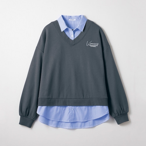 シャツレイヤード風プルオーバー 【子供服 長袖】