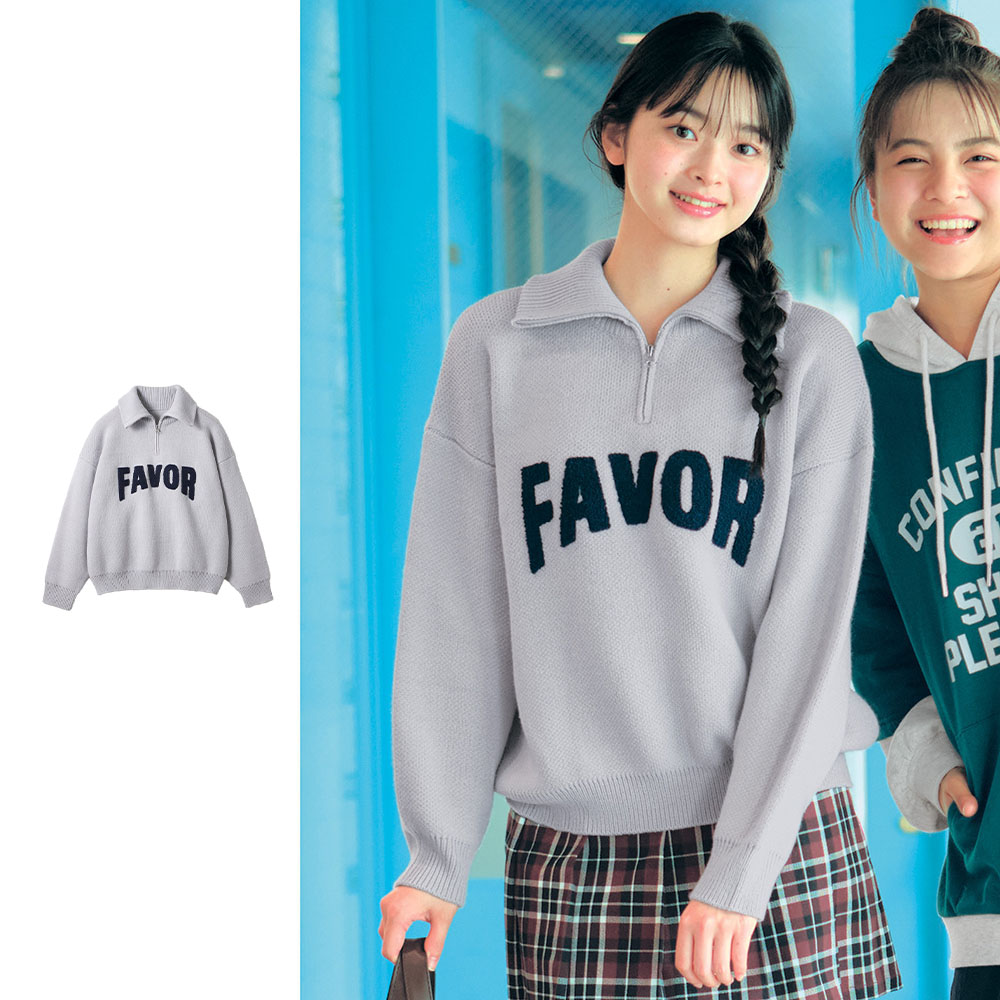 【パペル ラピス/Papel lapiz】サガラ刺繍スウェットライクハーフジップニットプルオーバー 【子供服 長袖】 【パペル ラピス/Papel lapiz】サガラ刺繍スウェットライクハーフジップニットプルオーバー 【子供服 長袖】