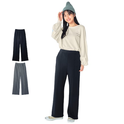 ふわほか裏シャギーピンタックワイドパンツ 【子供ズボン】