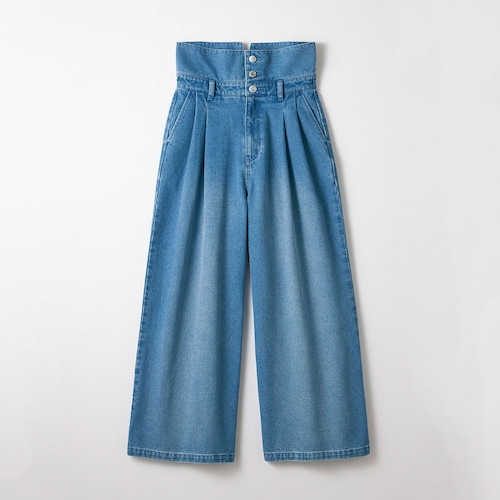 ウエスト折り返しもできる２ＷＡＹハイウエストバギーデニムパンツ(ウエスト調節可) 【子供ズボン】