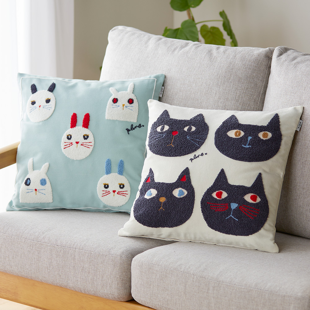 【プルーン/Plune.】動物刺繍の可愛いクッションカバー
