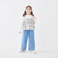 アイボリーチェック×オフホワイト／モデル身長125cm・130サイズ