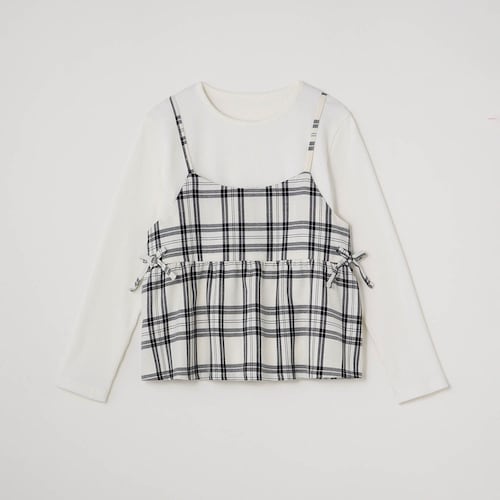 サイドリボンキャミソール＆リブ長袖Ｔシャツセット 【子供服】