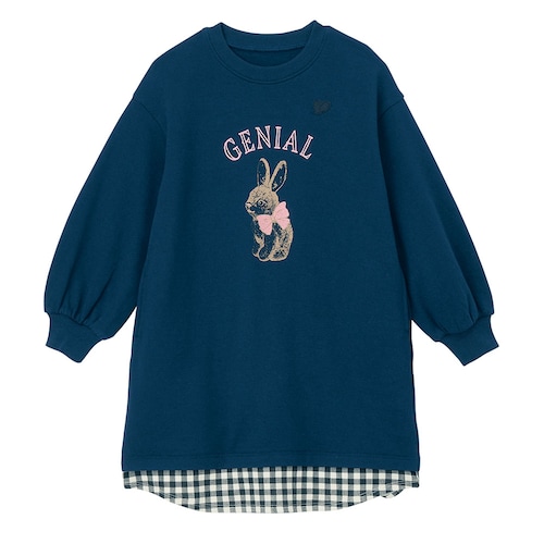 名札ココ選べるプリント裾切替え裏起毛ワンピース 【子供服 長袖】