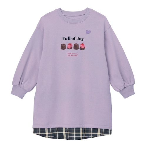 名札ココ選べるプリント裾切替え裏起毛ワンピース 【子供服 長袖】