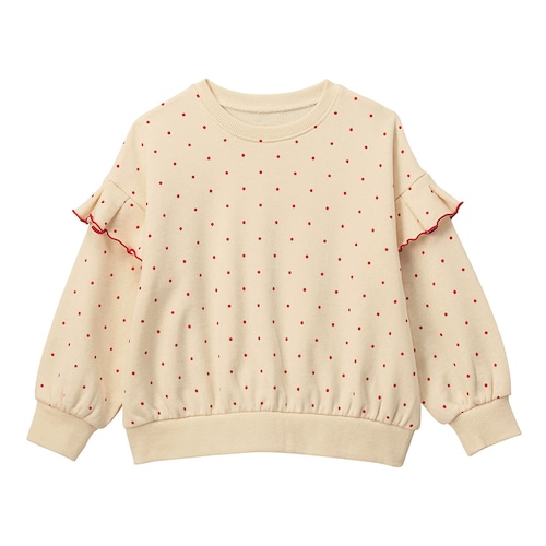 肩フリル総柄裏毛プルオーバー 【子供服 長袖】