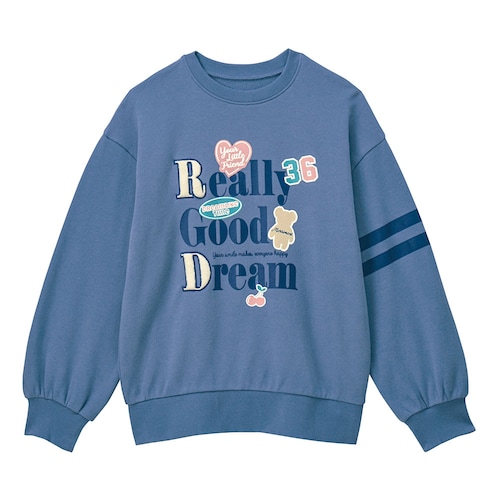 ワッペン風プリント袖ライン裏毛プルオーバー 【子供服 長袖】