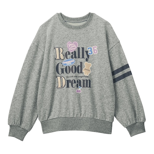 ワッペン風プリント袖ライン裏毛プルオーバー 【子供服 長袖】