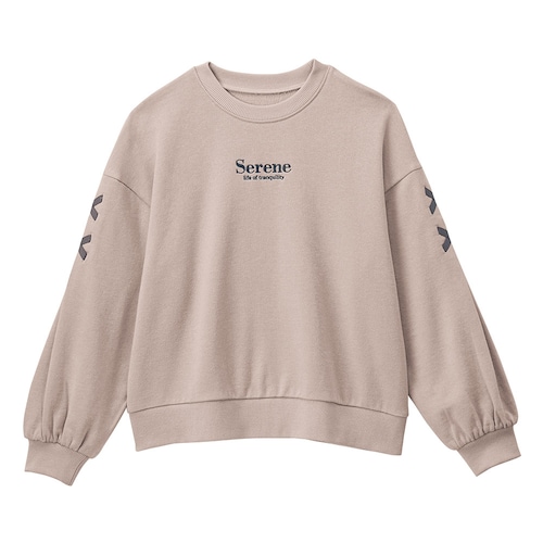 袖タックレースアップデザイン裏毛プルオーバー 【子供服 長袖】