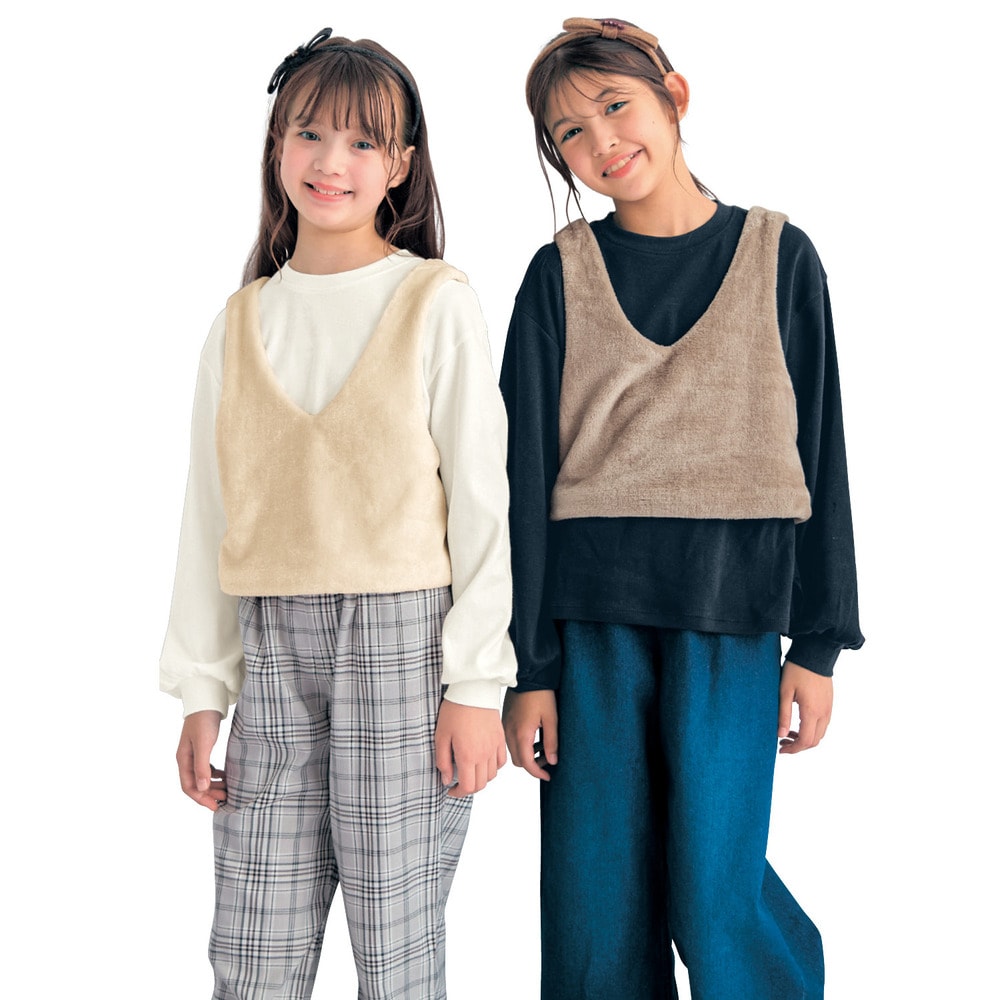 左)アイボリー×オフホワイト／135cm・140、右)ベージュ×ブラック／141cm、140
