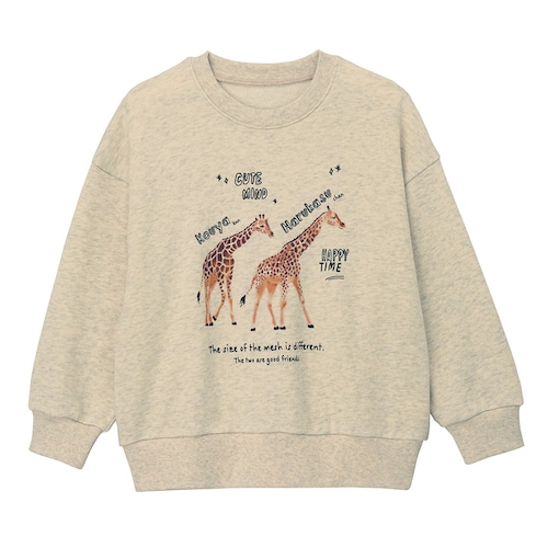 天王寺動物園コラボアニマルプリント裏毛スウェットシャツ 【子供服 長袖】
