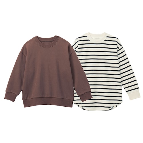 スウェットシャツと長袖Ｔシャツのレイヤードにも使える３ＷＡＹ２枚セット 【子供服 長袖】