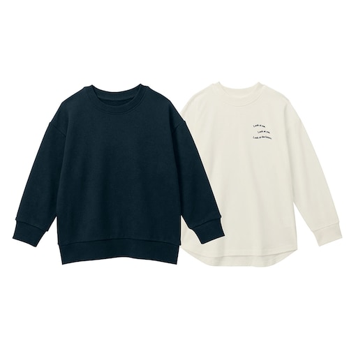 スウェットシャツと長袖Ｔシャツのレイヤードにも使える３ＷＡＹ２枚セット 【子供服 長袖】
