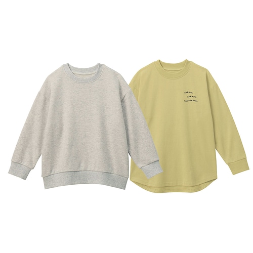 スウェットシャツと長袖Ｔシャツのレイヤードにも使える３ＷＡＹ２枚セット 【子供服 長袖】