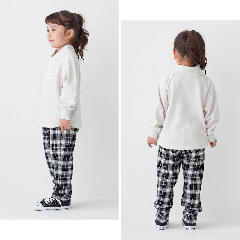 ブラックチェック／モデル身長104.5cm・110サイズ着用