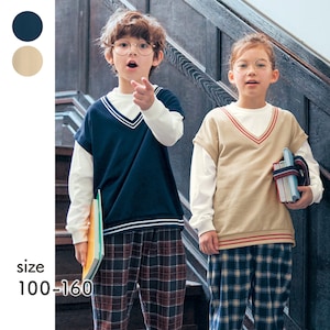 【ジータ/GITA】ベストレイヤード風プルオーバー 【子供服 長袖】