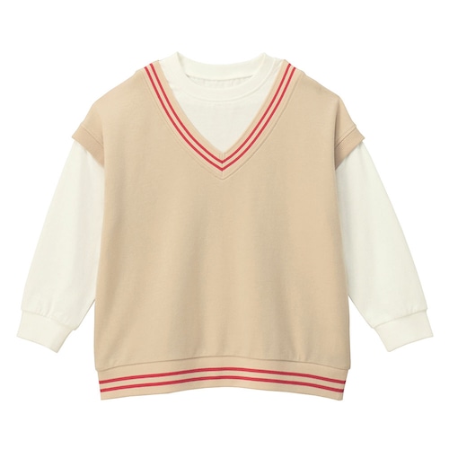 ベストレイヤード風プルオーバー 【子供服 長袖】